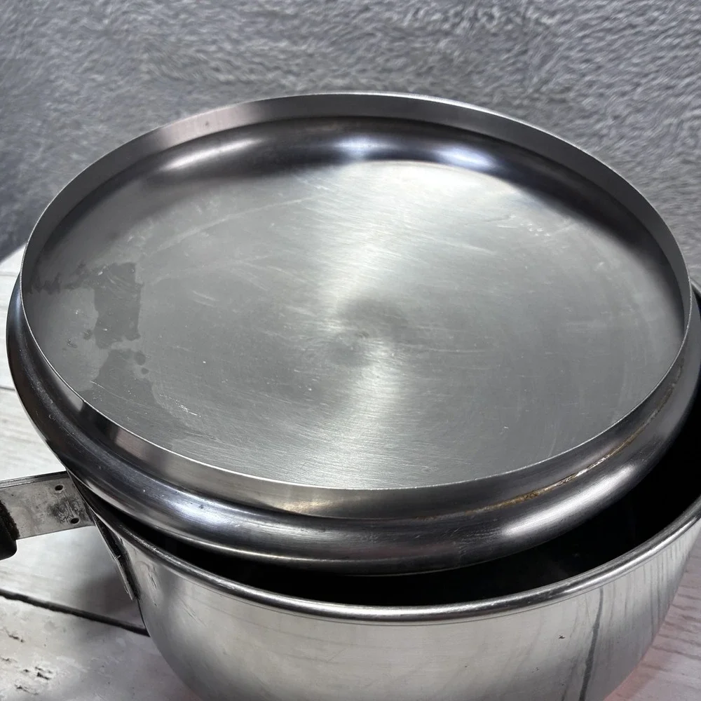 Vintage Revere Ware Stainless Steel Copper Clad Saucepan Pot with Lid